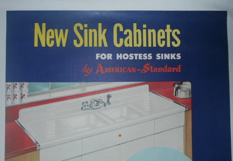 Original Vintage American Standard New Sink Poster Linen Backed - 2