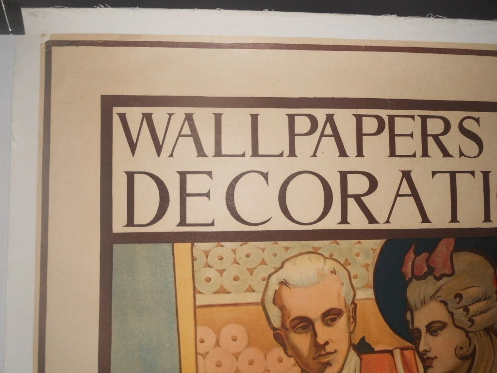 Original Vintagec.1910 English Wallpaper and Decorations Poster Linen Backed - 2
