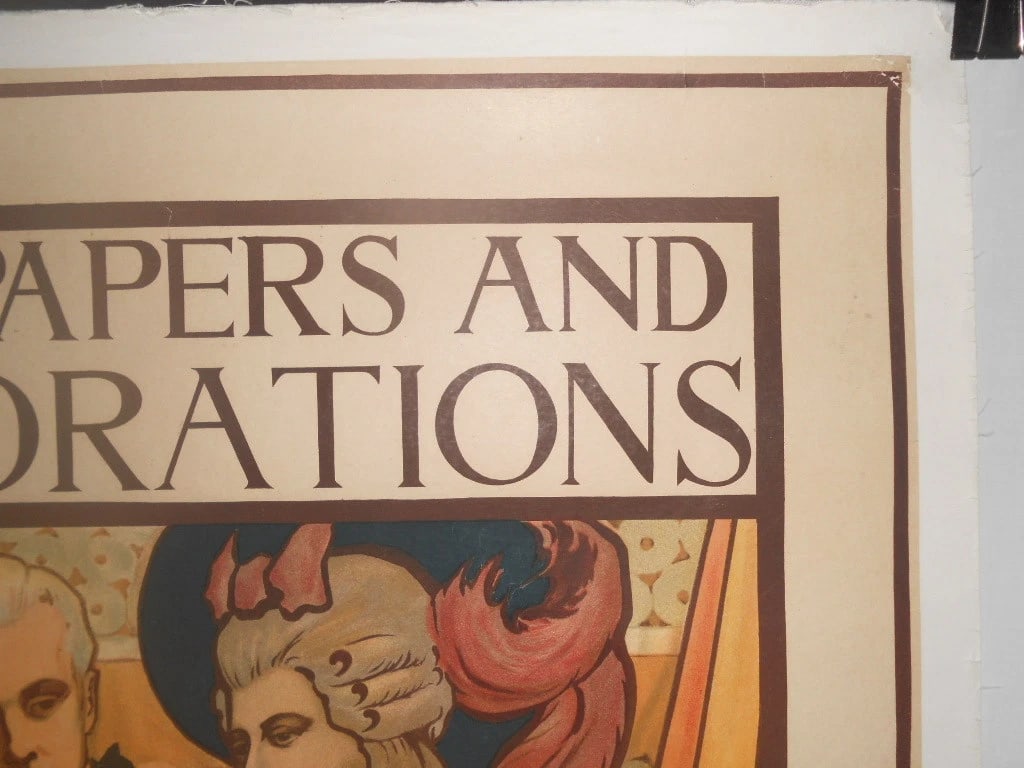 Original Vintagec.1910 English Wallpaper and Decorations Poster Linen Backed - 3