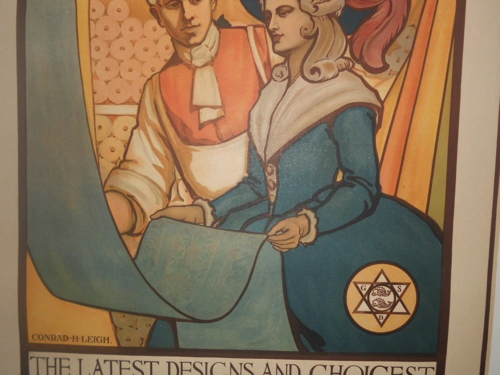 Original Vintagec.1910 English Wallpaper and Decorations Poster Linen Backed - 6