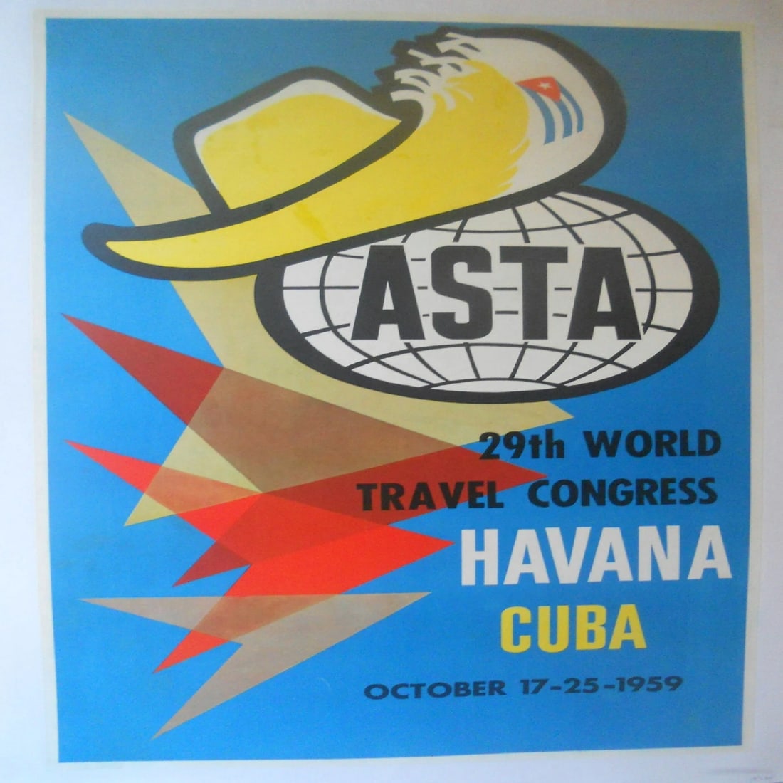 Original Vintage 1959 ASTA Havana Cuba Travel Agent Poster Linen Backed - 4