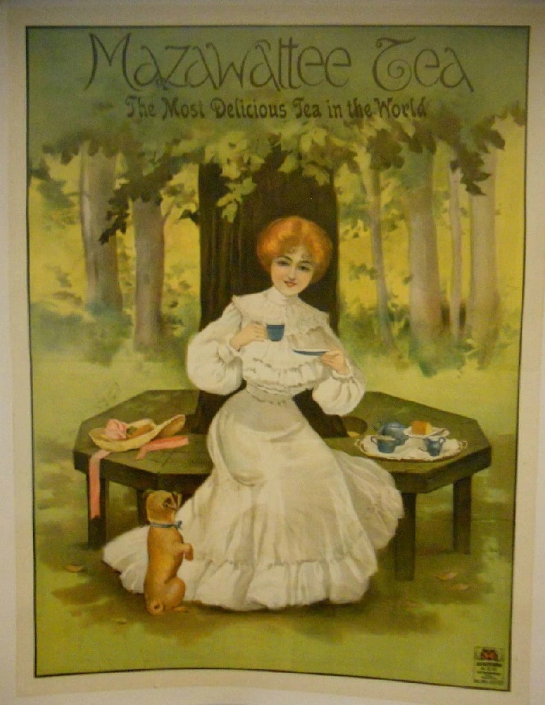 Original Vintage c.1920 Mazawatee English Tea Poster Linen Backed - 2
