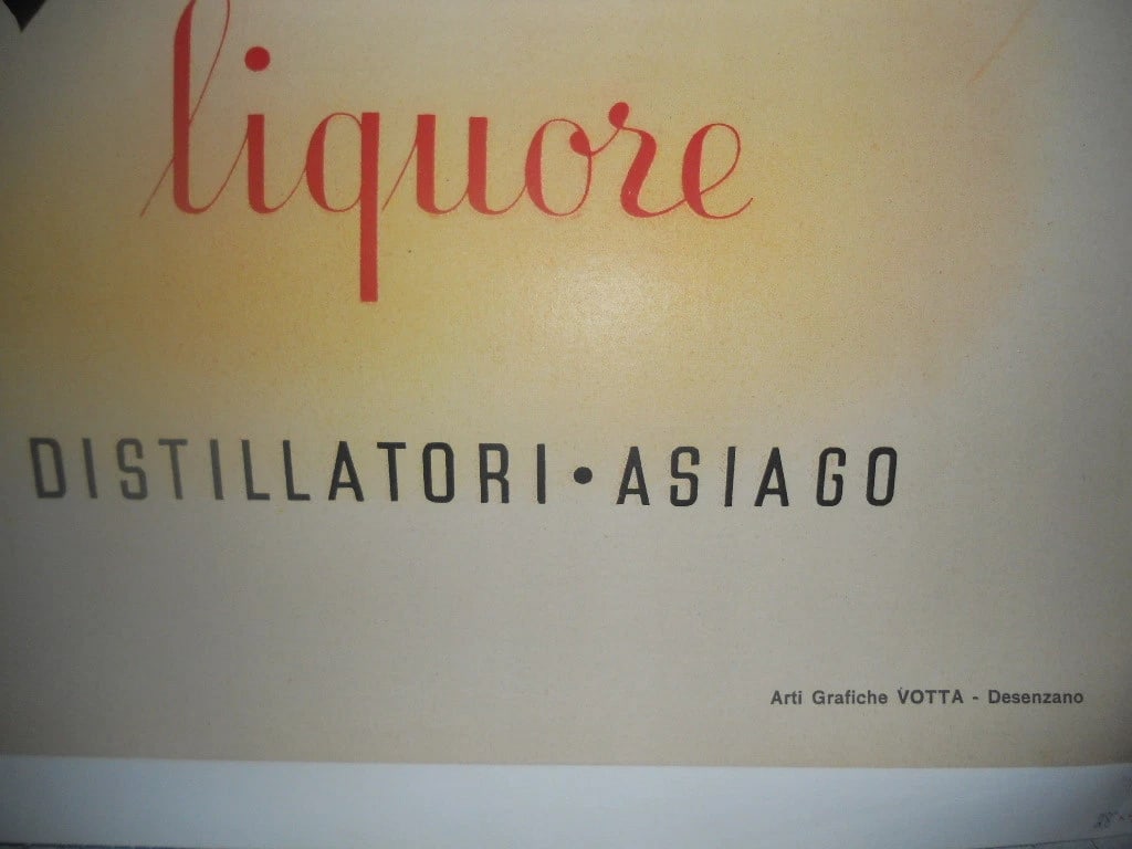 Original Vintage 1946 Kranebet Italian Liquore Poster Linen Backed - 6