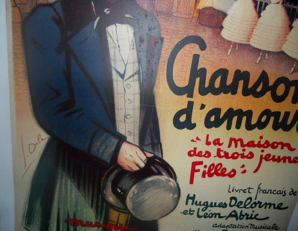 Original Vintage 1936 Chanson d'Amour Operetta Poster by Dola Linen Backed - 5