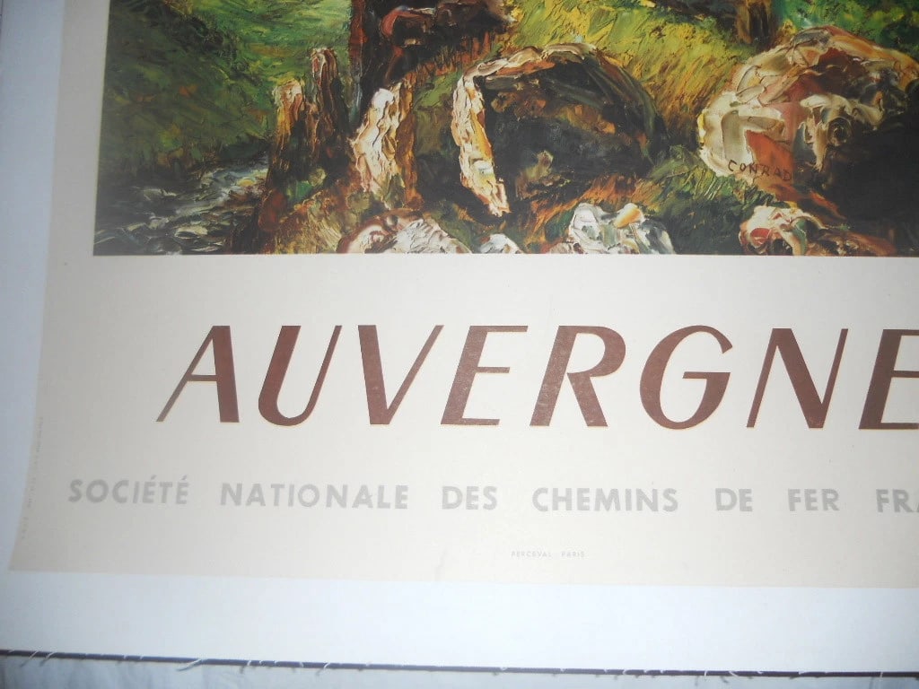 Original Vintage 1947 Auvergne FrenchTravel Poster Linen Backed - 4
