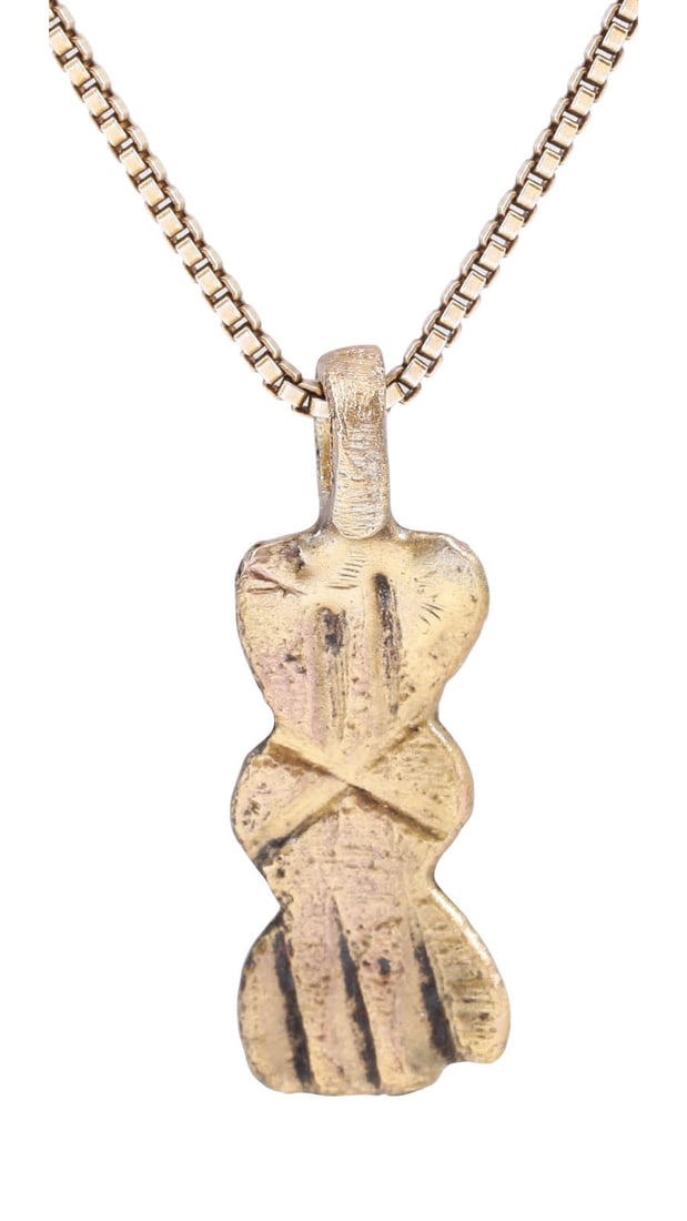 ROMAN LEGIONARY’S SWORD BELT MOUNT NECKLACE MID 4TH CENTURY AD (1 of 4)