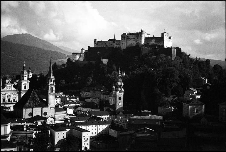 Hohensalzburg Fortress, Salzburg, Austria - Silver Gelatin: Title: Hohensalzburg Fortress, Salzburg, Austria - Silver Gelatin Photograph - Limited Edition of 10Artist: Paul CooklinOrigin: United KingdomMedium: Photography, Black & White on PaperDimensions: 20