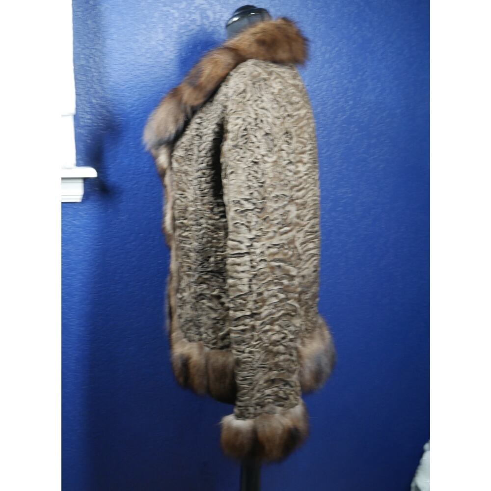 Stunning Swakara Curly Lamb & Fisher Sable Fur Coat Jacket - 2