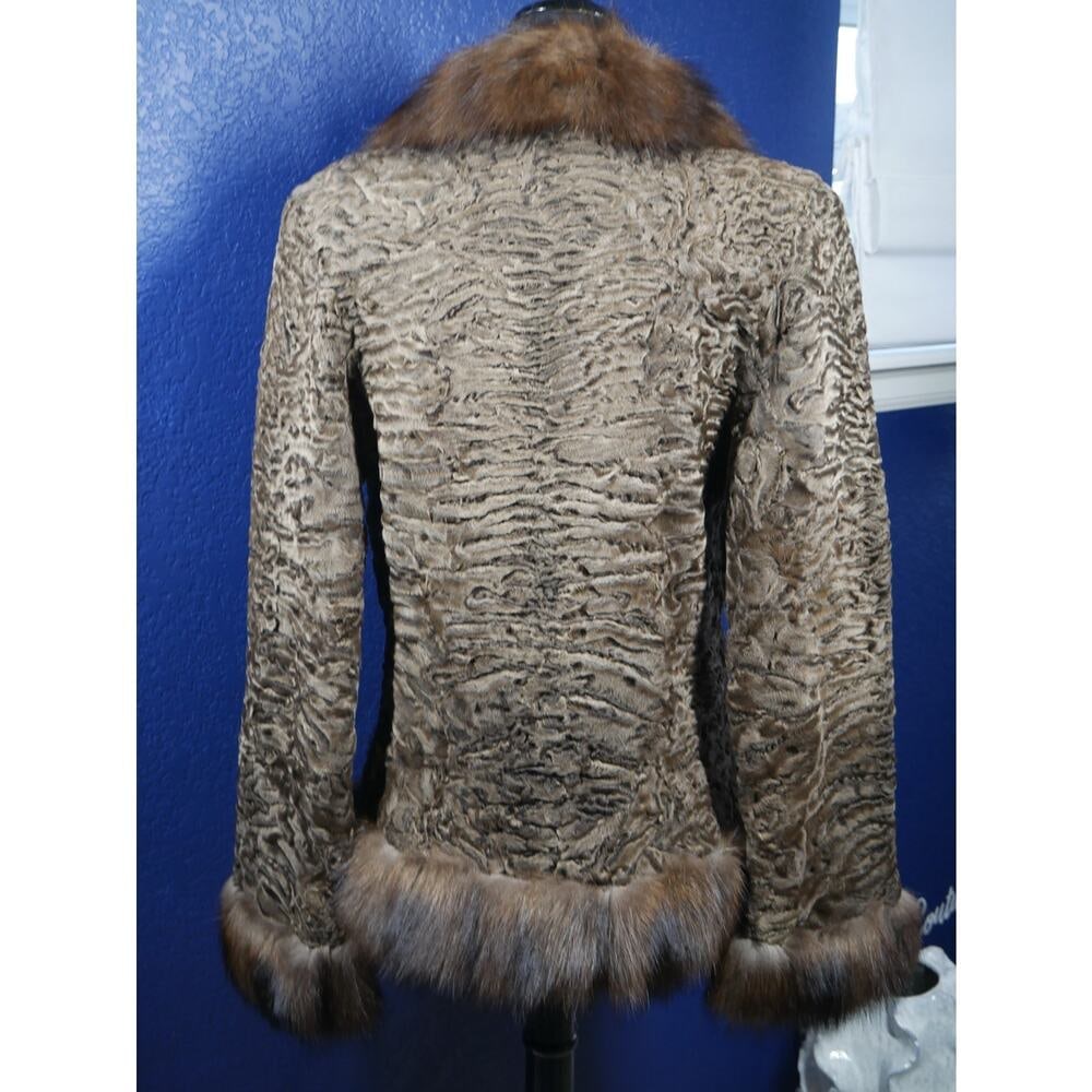 Stunning Swakara Curly Lamb & Fisher Sable Fur Coat Jacket - 3