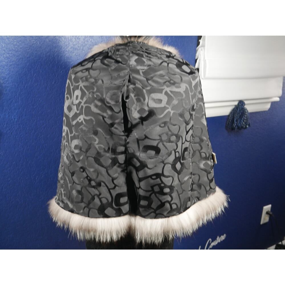 Stunning Black female Mink & Indigo Fox Fur Stole Wrap Cape Coat Jacket - 6