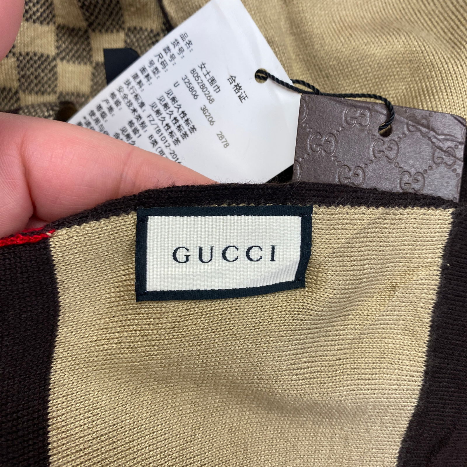 Gucci Light Brown 100% Soft Wool Scarf Brand New! - 10