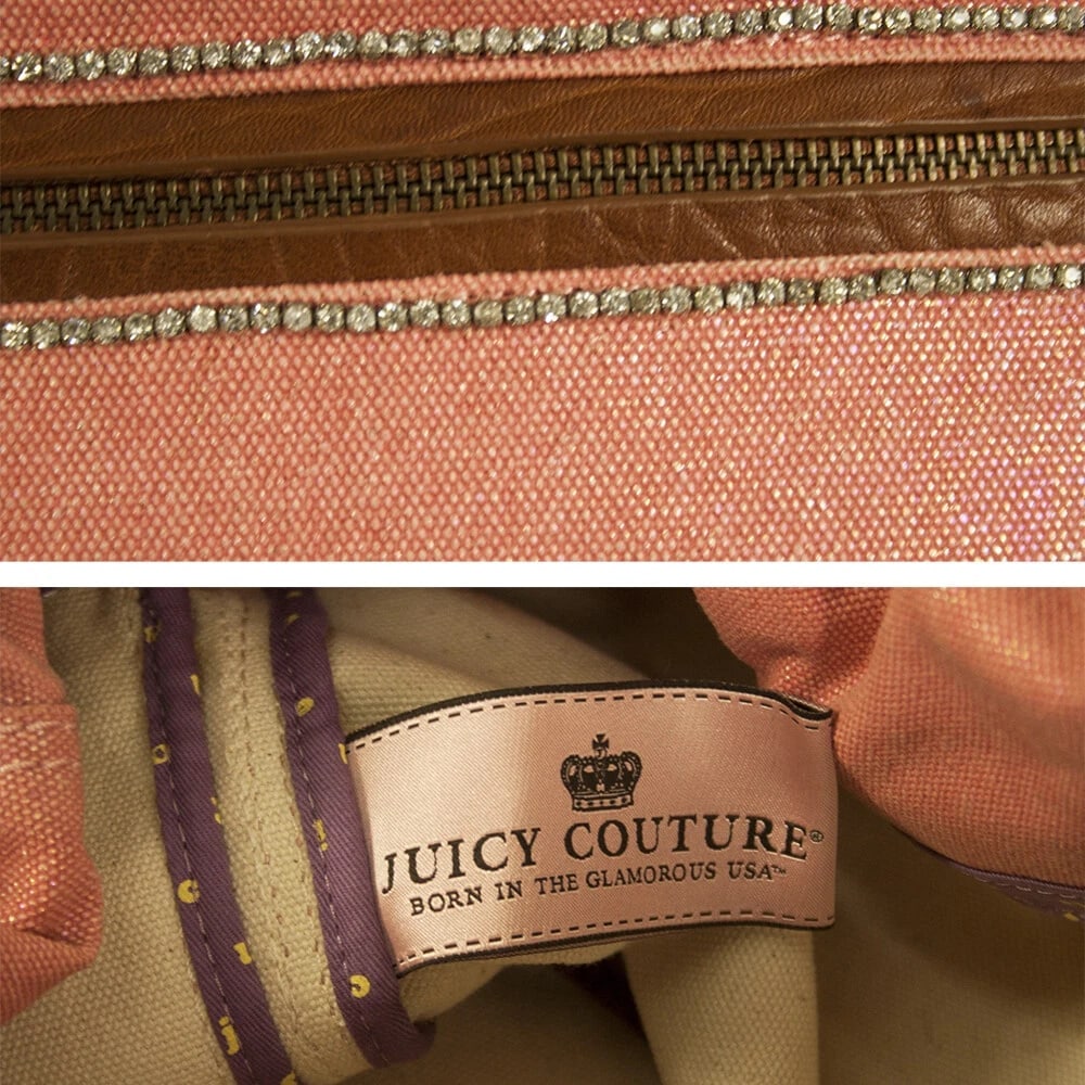 Juicy Couture Shiny Pink Canvas Rope Large Shoulder bag Summer Beach Tote - 3