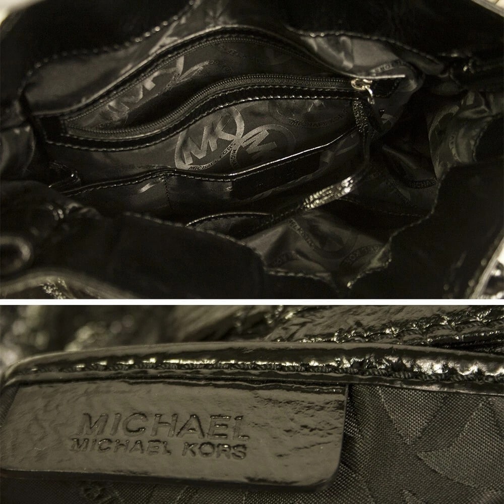 Michael Kors Hamilton Black Quilted Patent Leather Padlock Handbag Shoulder bag - 8