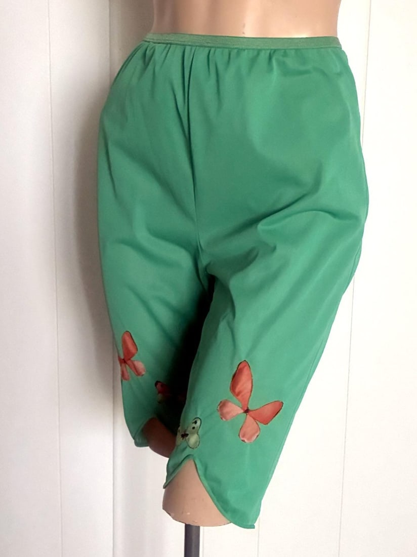 Vintage 1960s Green Vanity Fair Bloomers w Butterflies Sz S M - 2