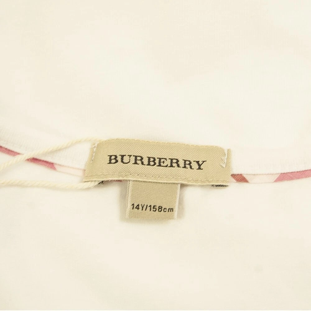 Burberry White Pink Check Shoulder Fitted T- Shirt Top 14 yrs girl or Women XS - 3