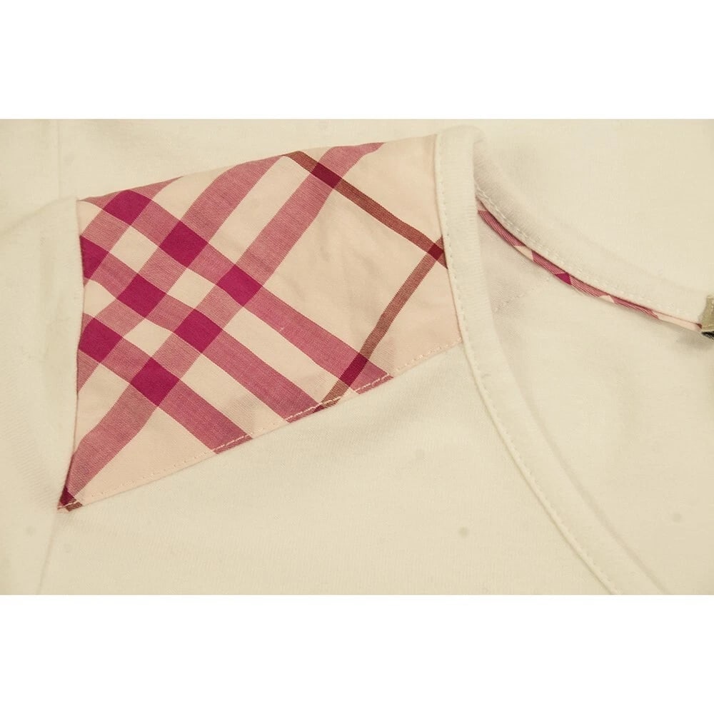 Burberry White Pink Check Shoulder Fitted T- Shirt Top 14 yrs girl or Women XS - 4