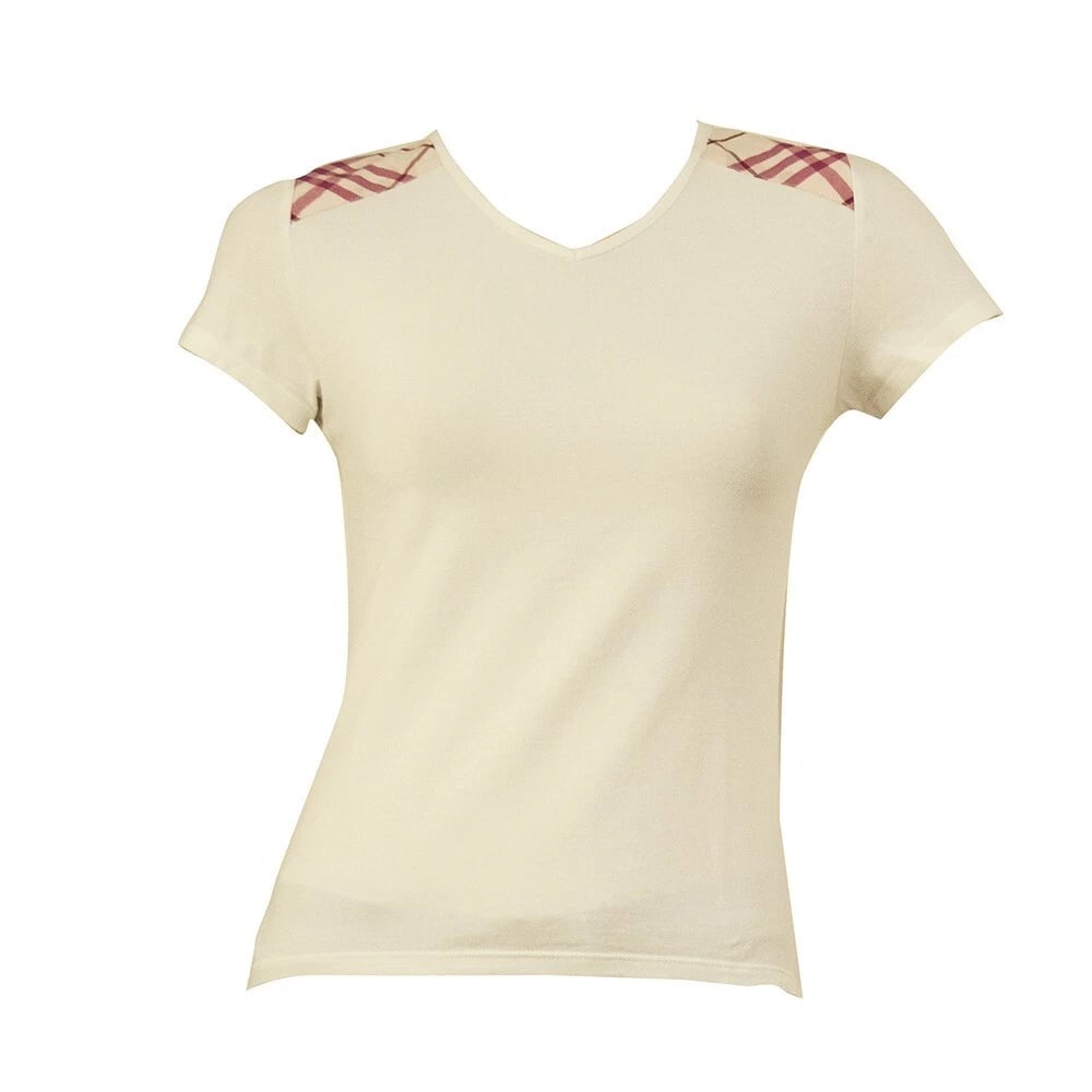 Burberry White Pink Check Shoulder Fitted T- Shirt Top 14 yrs girl or Women XS - 5