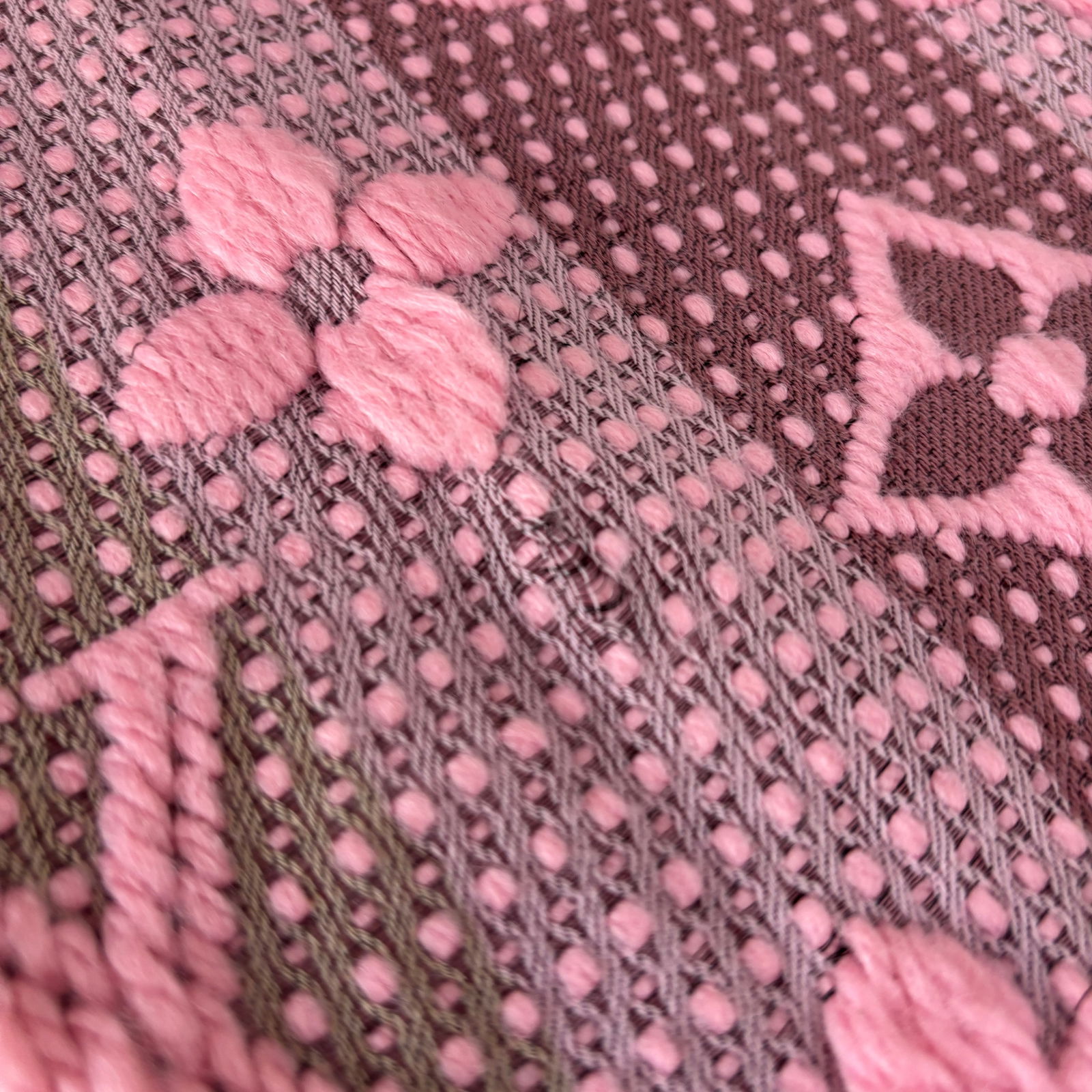Louis Vuitton Pink Thick Wool & Silk Scarf - 9