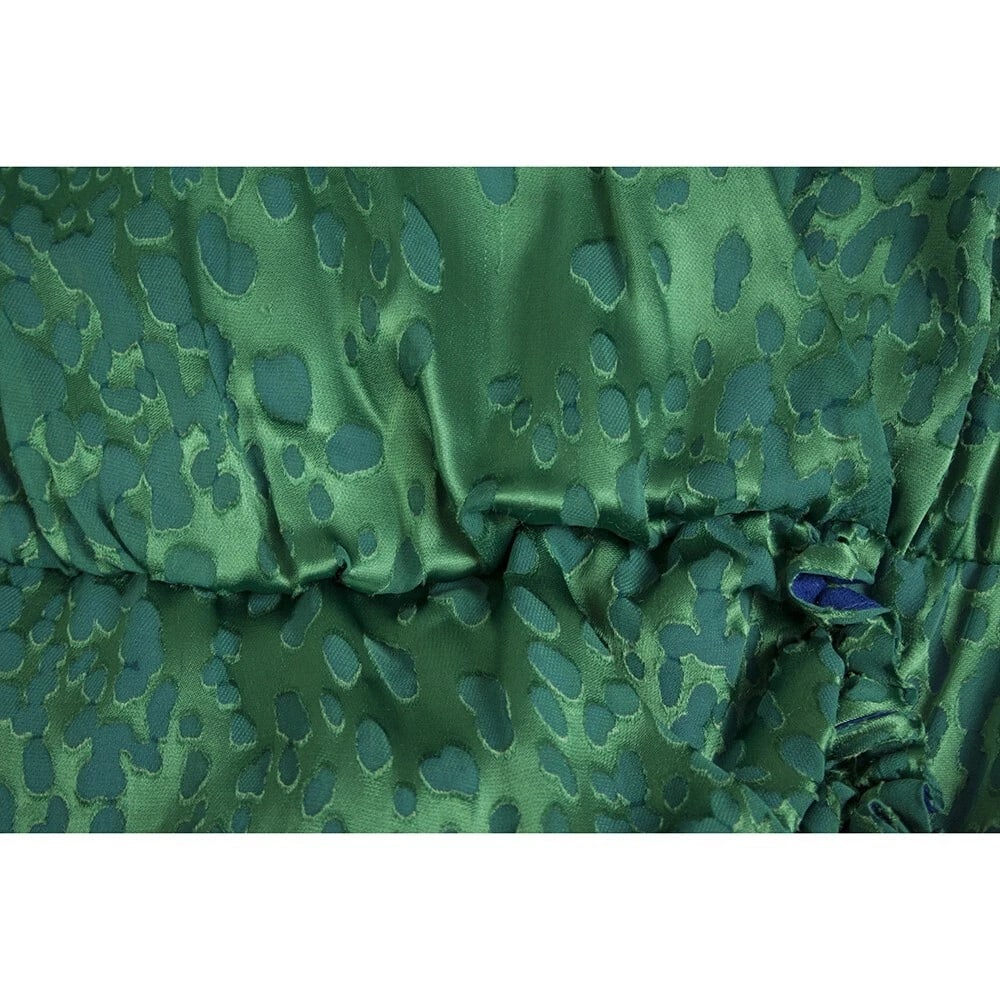 Pinko Turquoise Blue Draped Devore Silk Long Sleeves Mini Dress size 44 - 4