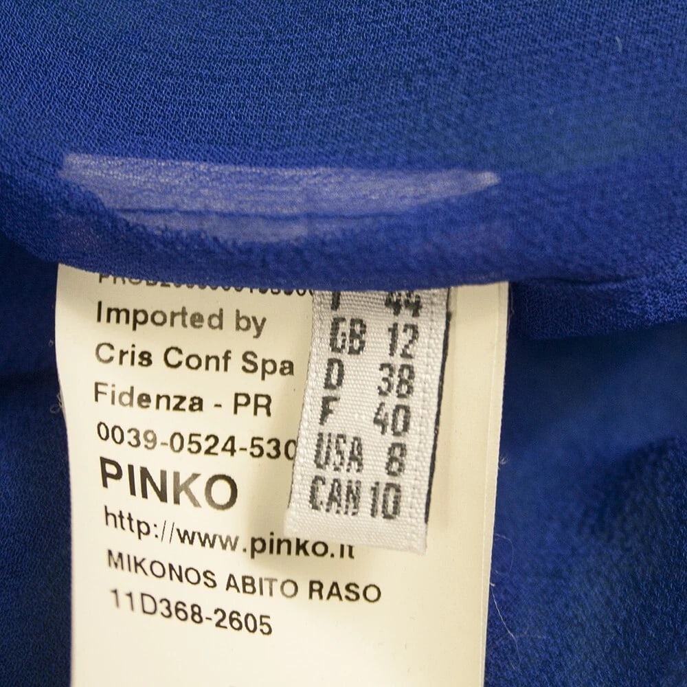 Pinko Turquoise Blue Draped Devore Silk Long Sleeves Mini Dress size 44 - 5