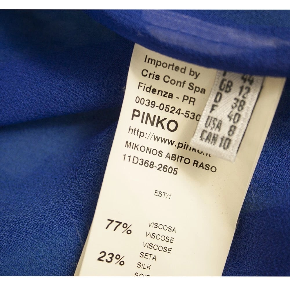 Pinko Turquoise Blue Draped Devore Silk Long Sleeves Mini Dress size 44 - 6