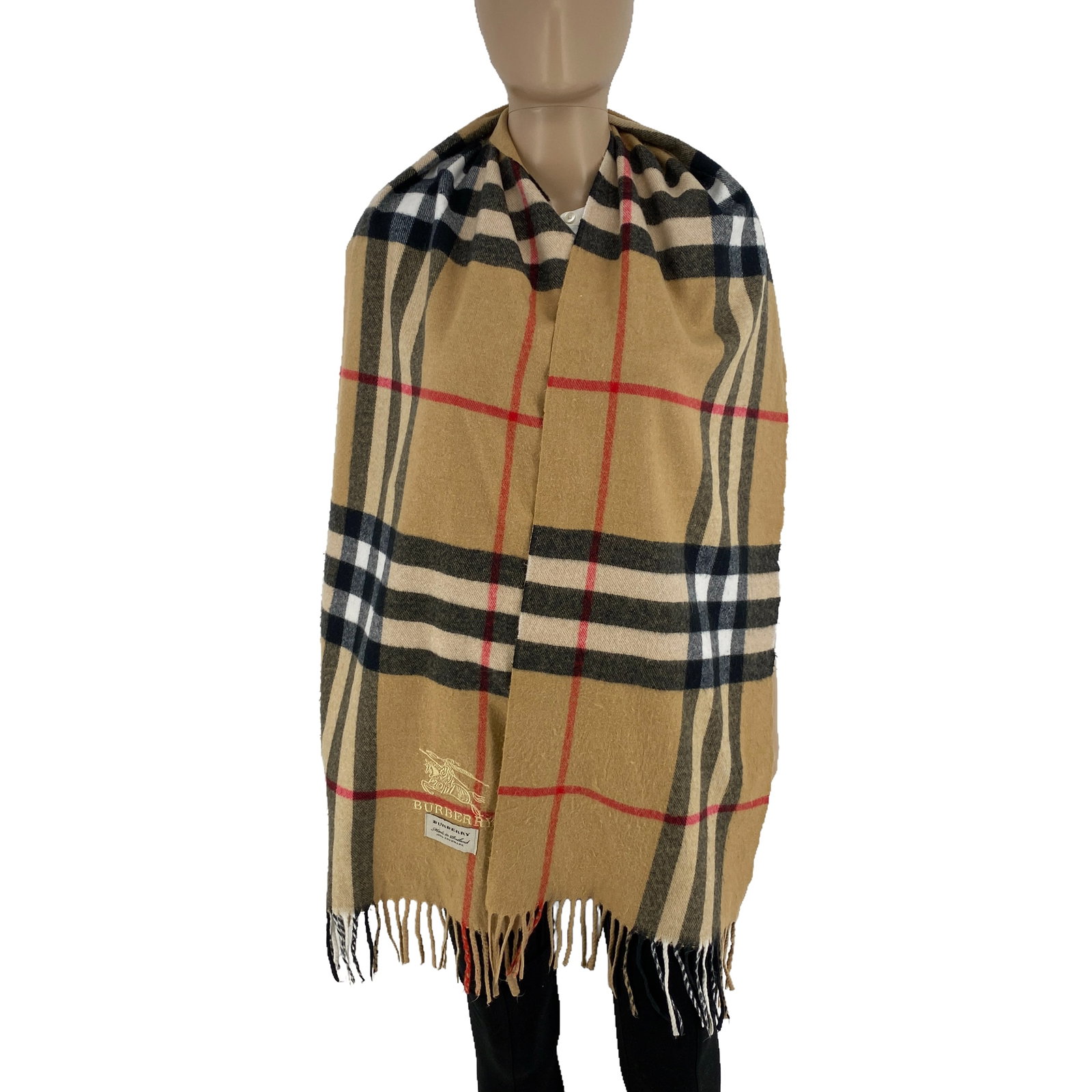 Burberry Light Brown 100% Cashmere Large Scarf (1 of 10)