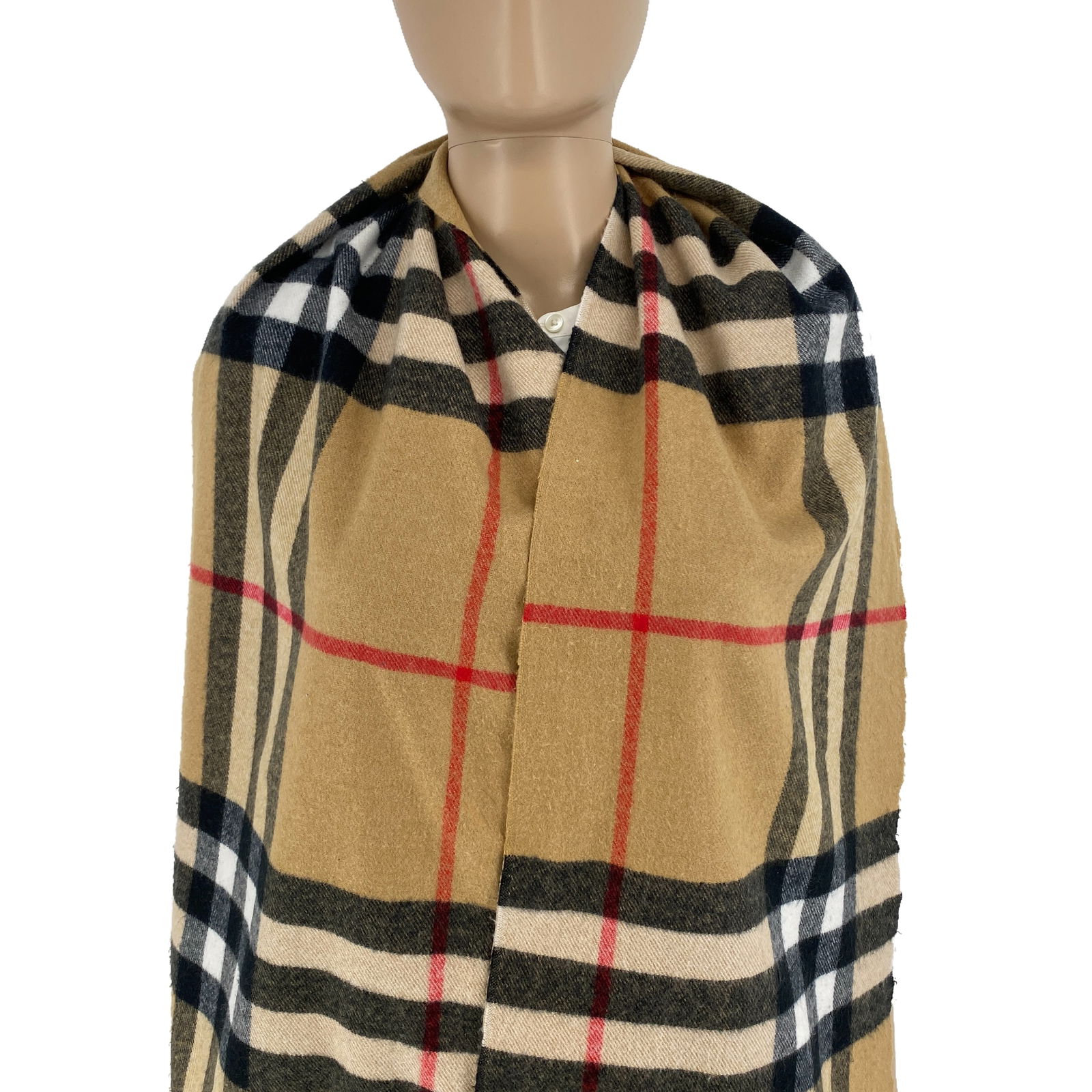 Burberry Light Brown 100% Cashmere Large Scarf - 2