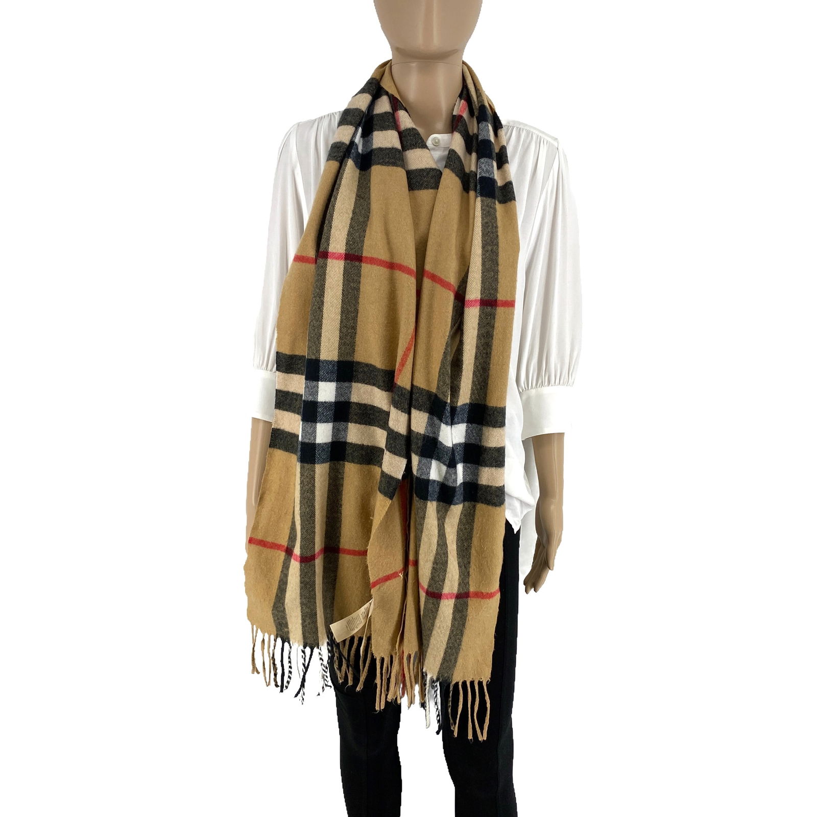 Burberry Light Brown 100% Cashmere Large Scarf - 3