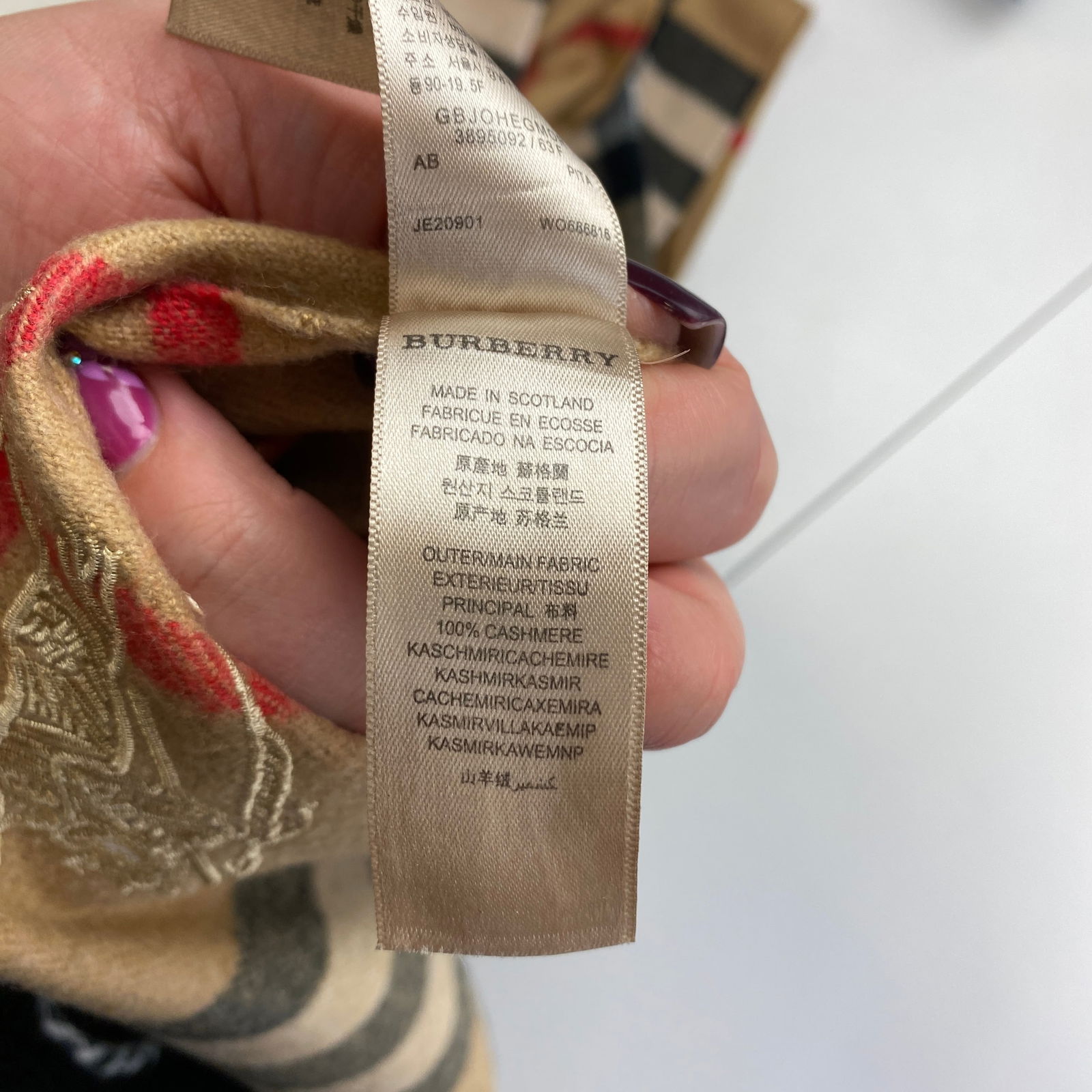 Burberry Light Brown 100% Cashmere Large Scarf - 7