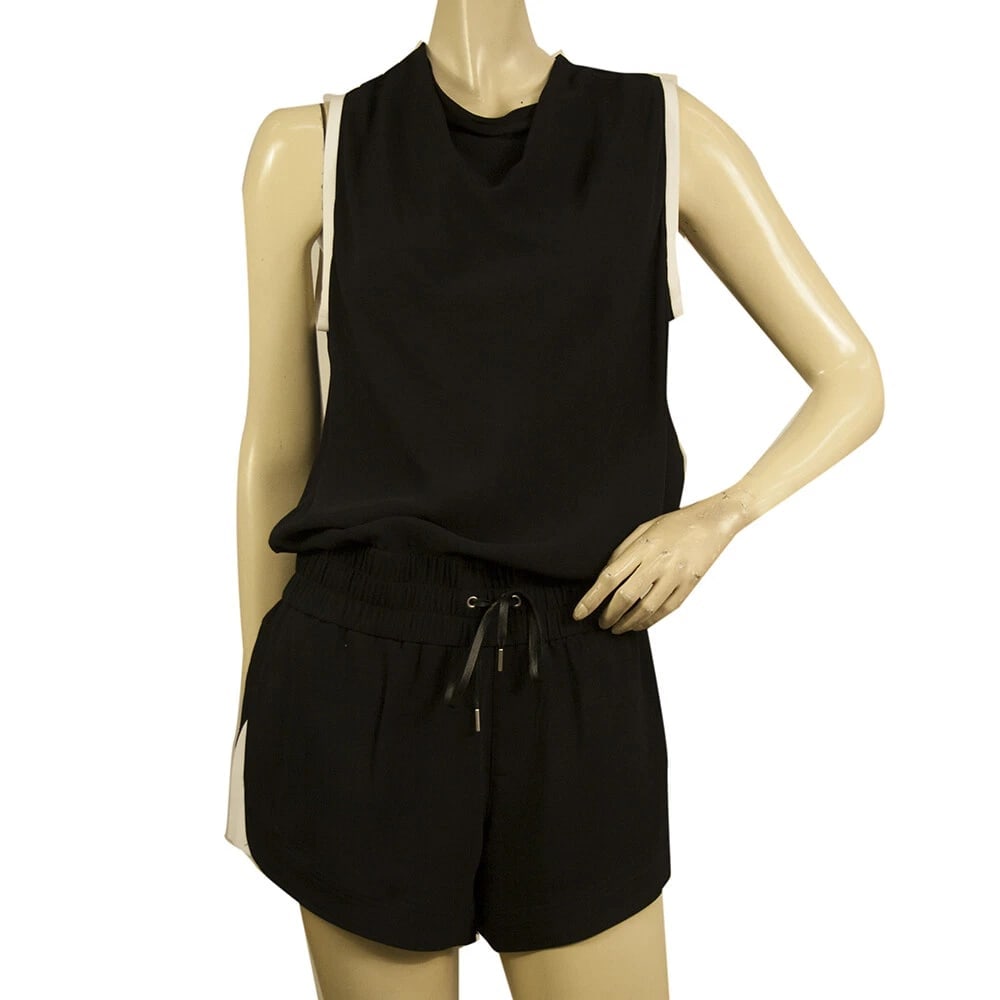 Helmut Lang Black White Trim Torsion Sleeveless Romper Playsuit Shorts size 2: Title:Helmut Lang Black White Trim Torsion Sleeveless Romper Playsuit Shorts size 2Description:Helmut Lang Black White Trim Torsion Sleeveless Romper Playsuit Shorts size 2 This Helmut Lang "