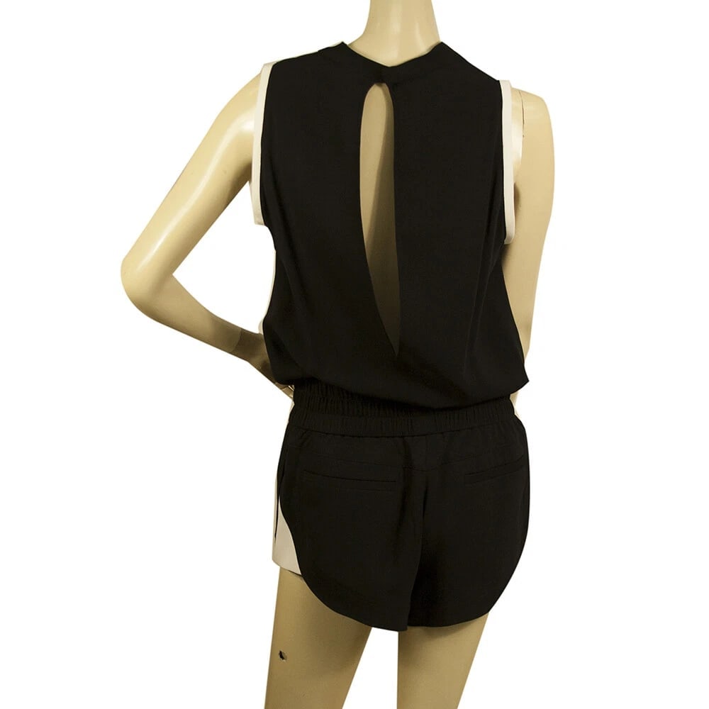 Helmut Lang Black White Trim Torsion Sleeveless Romper Playsuit Shorts size 2 - 2