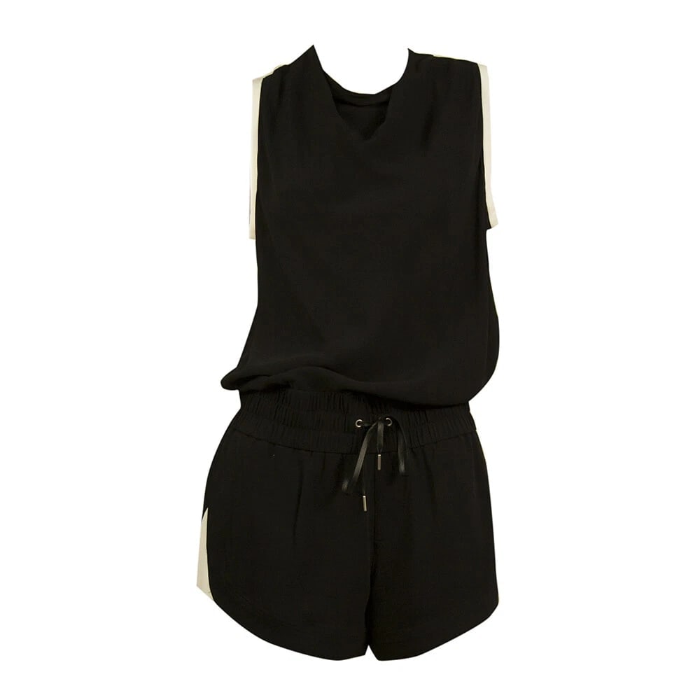 Helmut Lang Black White Trim Torsion Sleeveless Romper Playsuit Shorts size 2 - 6