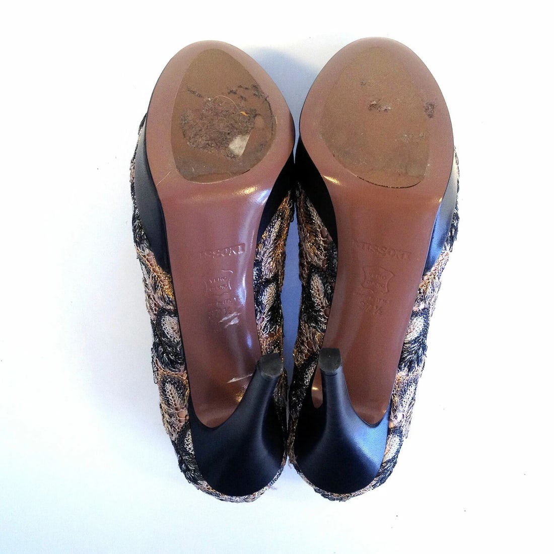 MISSONI peep toe pumps zig zag brown multicolor pattern 37,5 excellent condition - 8