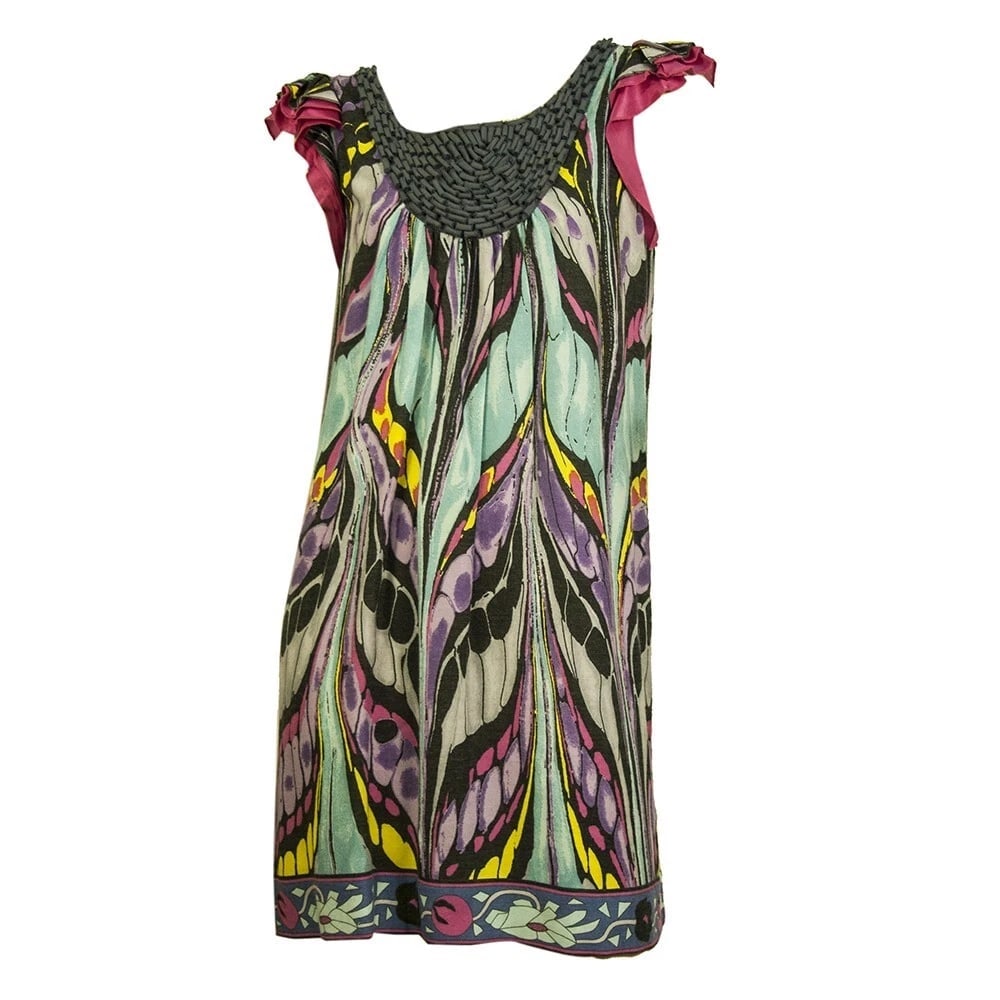 Custo Barcelona Multicolored Round Neckline Sleeveless Mini Dress size 3 - 6