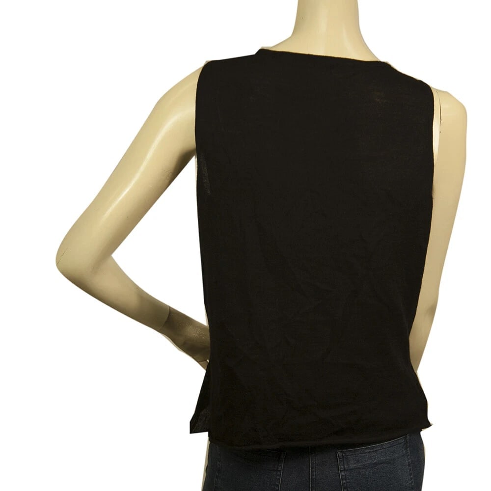 Maurizio Pecoraro Black 100% Cashmere Beaded Sleeveless Camisole cami Top Sz 42 - 2