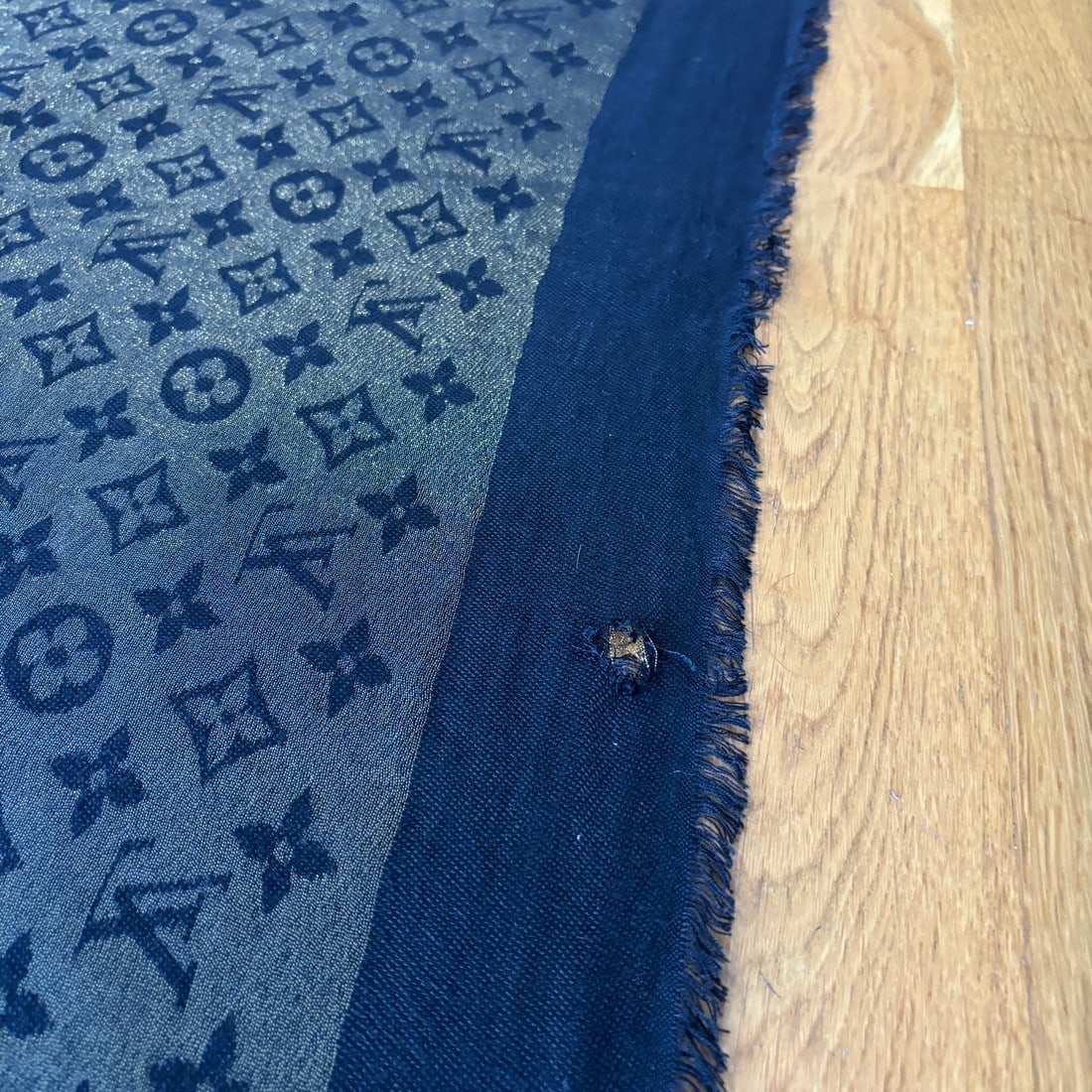 Louis Vuitton Black & Gold 60% Silk 40% Wool Large Shawl - 17