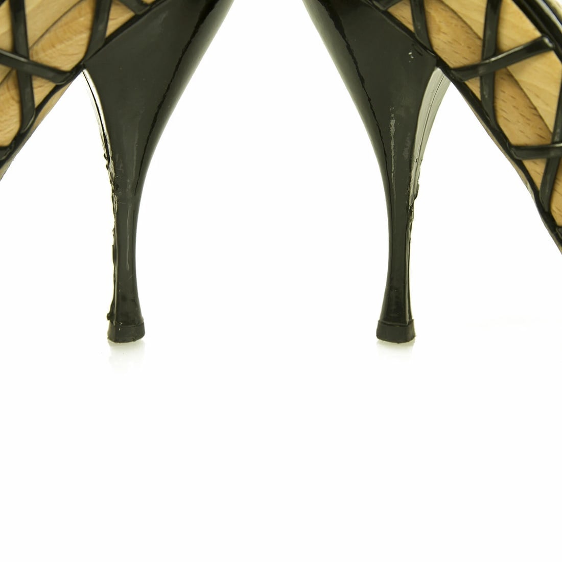 Yves Saint Laurent YSL black patent leather sz 37,5 pumps platform wooden Heels - 9