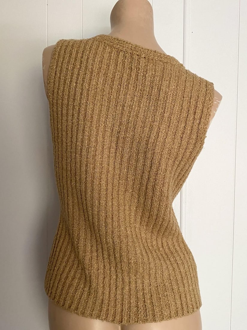 Vintage 1970s Camel Sweater Vest Acrylic Wool Blend Sz M - 6