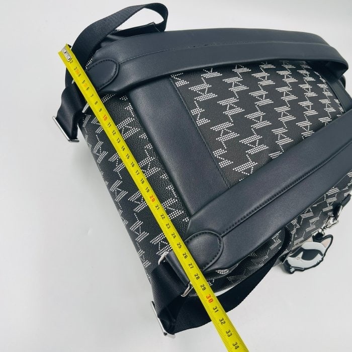 Karl Lagerfeld Black Eco Leather Medium Size Backpack - 11