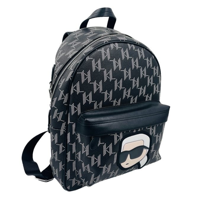 Karl Lagerfeld Black Eco Leather Medium Size Backpack - 2