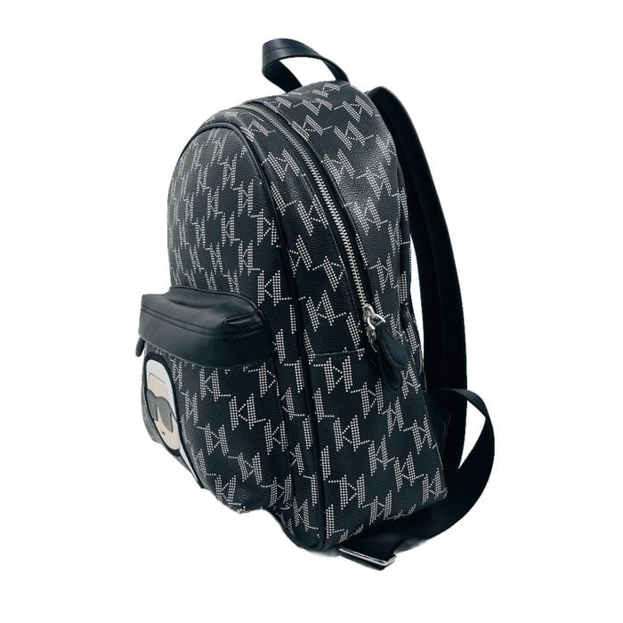 Karl Lagerfeld Black Eco Leather Medium Size Backpack - 3