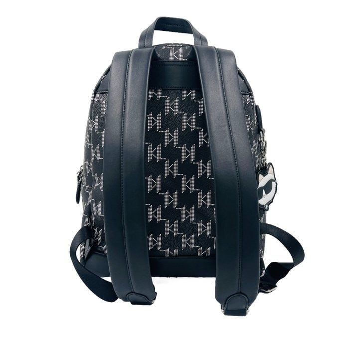 Karl Lagerfeld Black Eco Leather Medium Size Backpack - 6