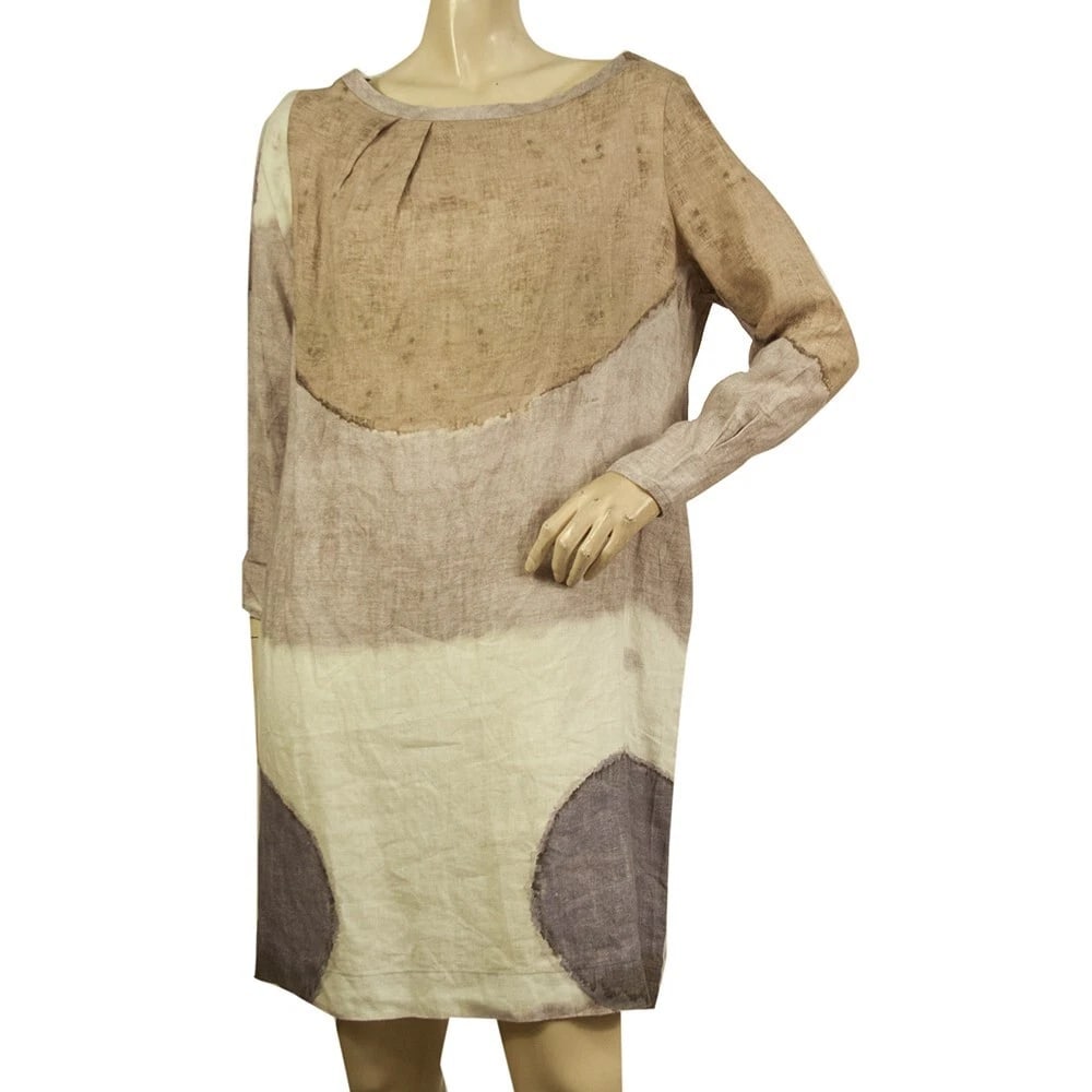 SophieStique Earthly Hues Linen Long Sleeves Pockets Dress size 42 (1 of 7)