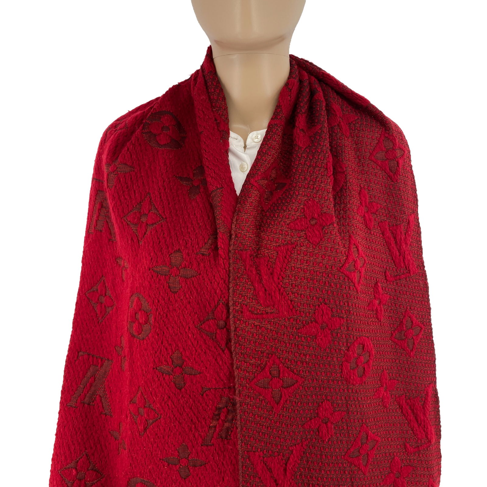 Louis Vuitton Red Thick Wool & Silk Scarf - 2
