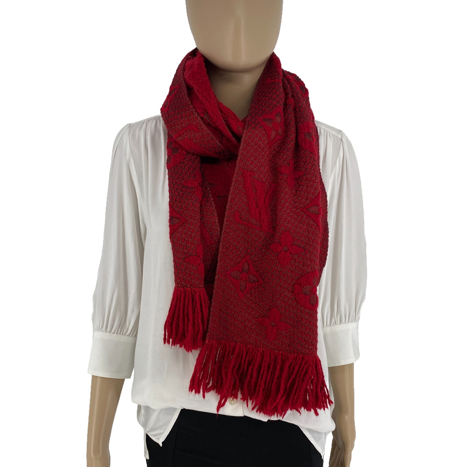 Louis Vuitton Red Thick Wool & Silk Scarf - 4