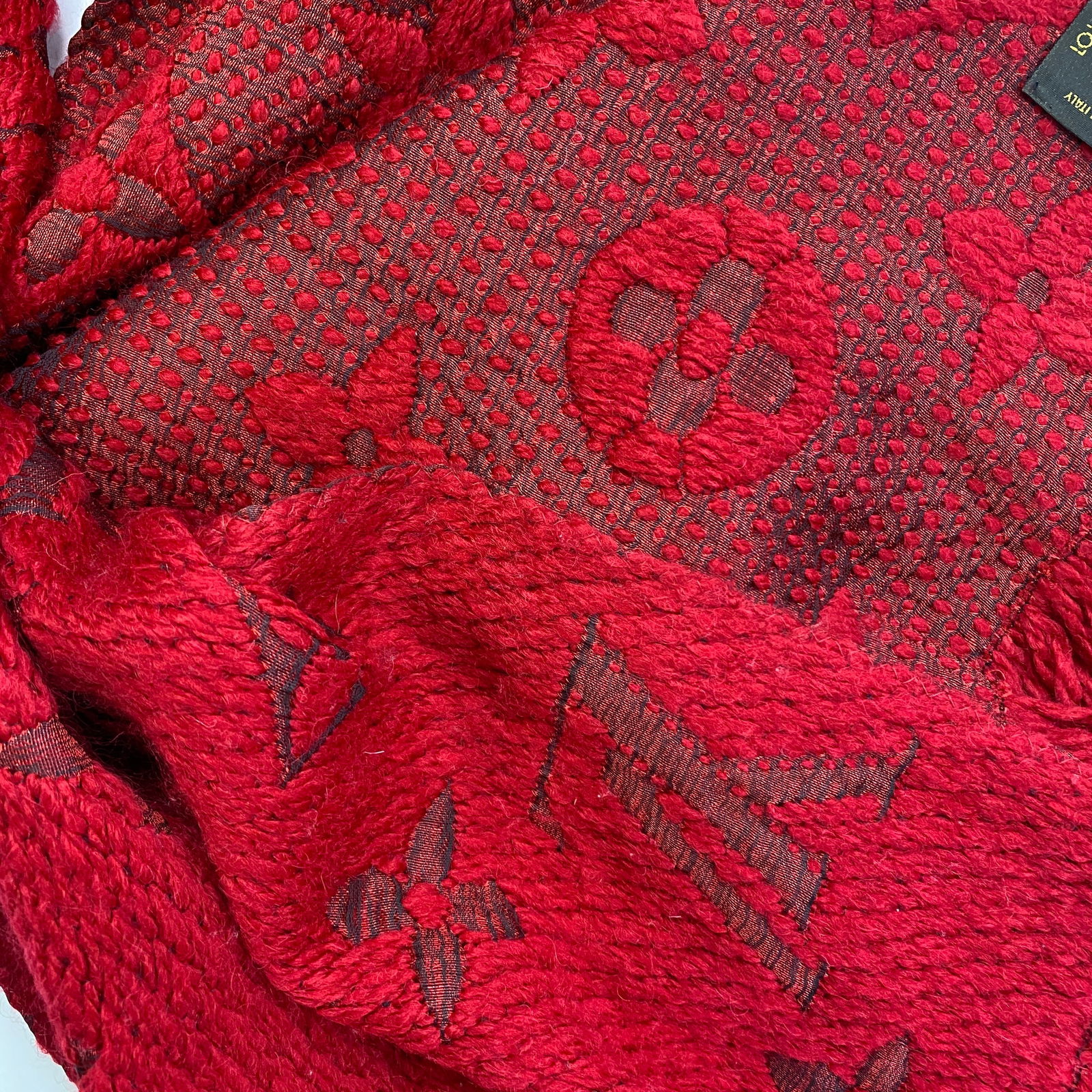 Louis Vuitton Red Thick Wool & Silk Scarf - 6