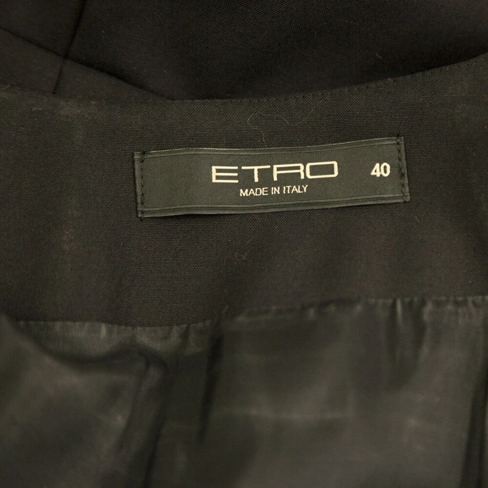 ETRO Black Green Zipper Front Short Sleeve Robe Manteau Dress Coat size 40 - 3