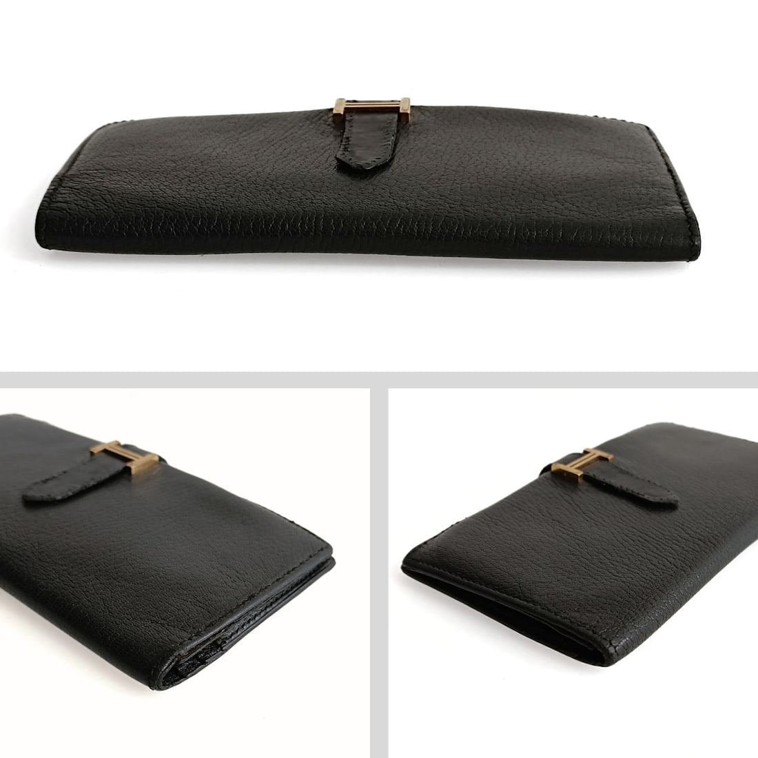 Hermès vintage Béarn Soufflet wallet in black leather - 4