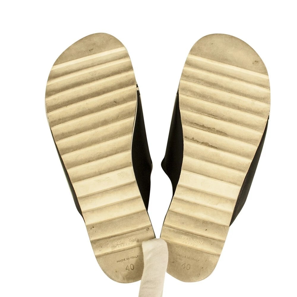 Eddy Daniele Black Leather Bejeweled Slides Flatform Sandals Shoes size 40 - 2