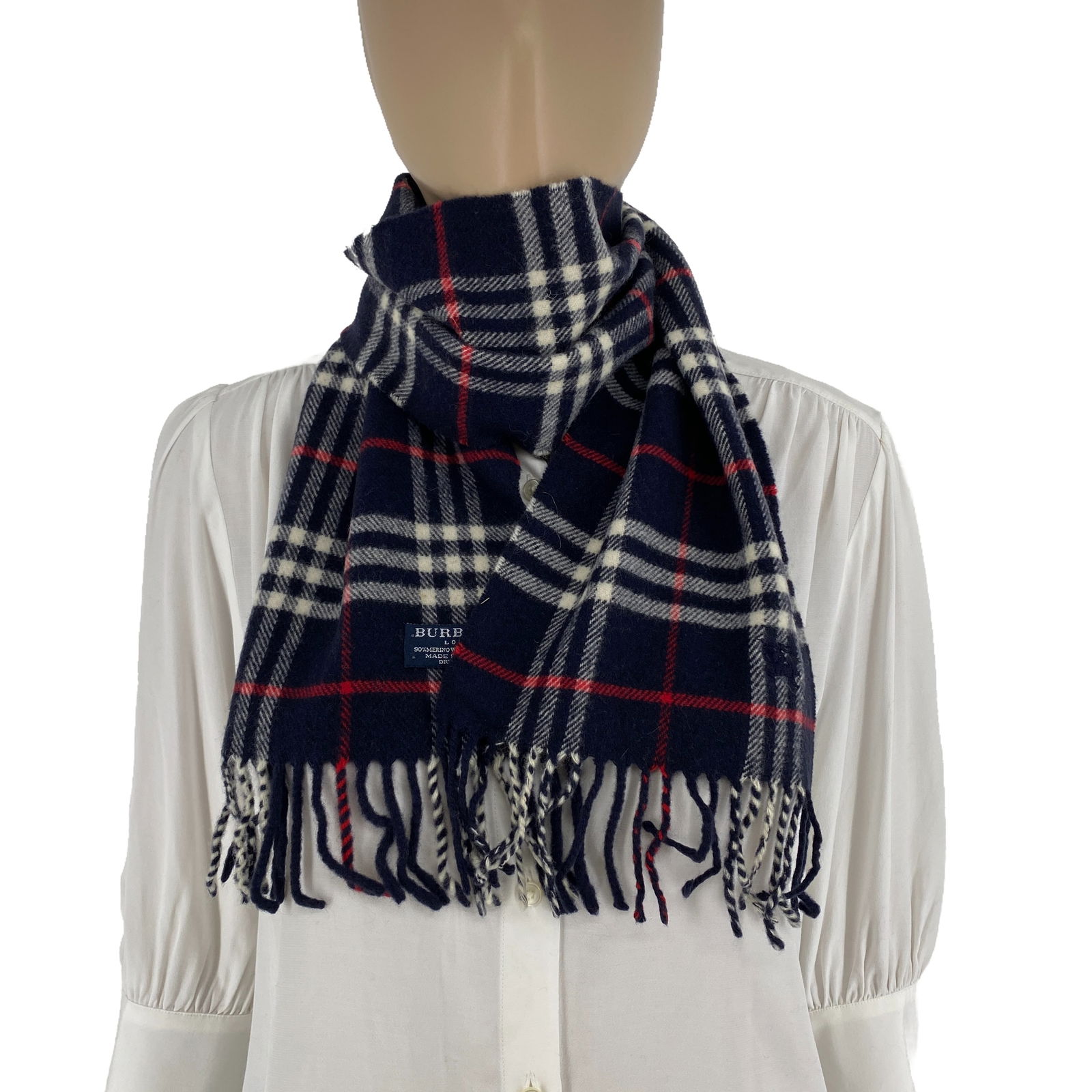 Burberry Children Dark Blue Merino Wool & Cashmere Small Scarf - 3
